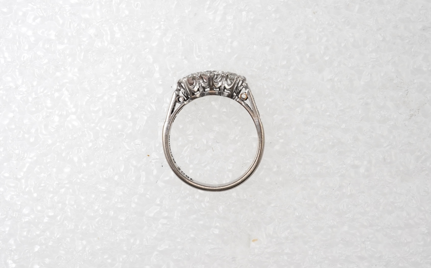 A diamond three-stone ring